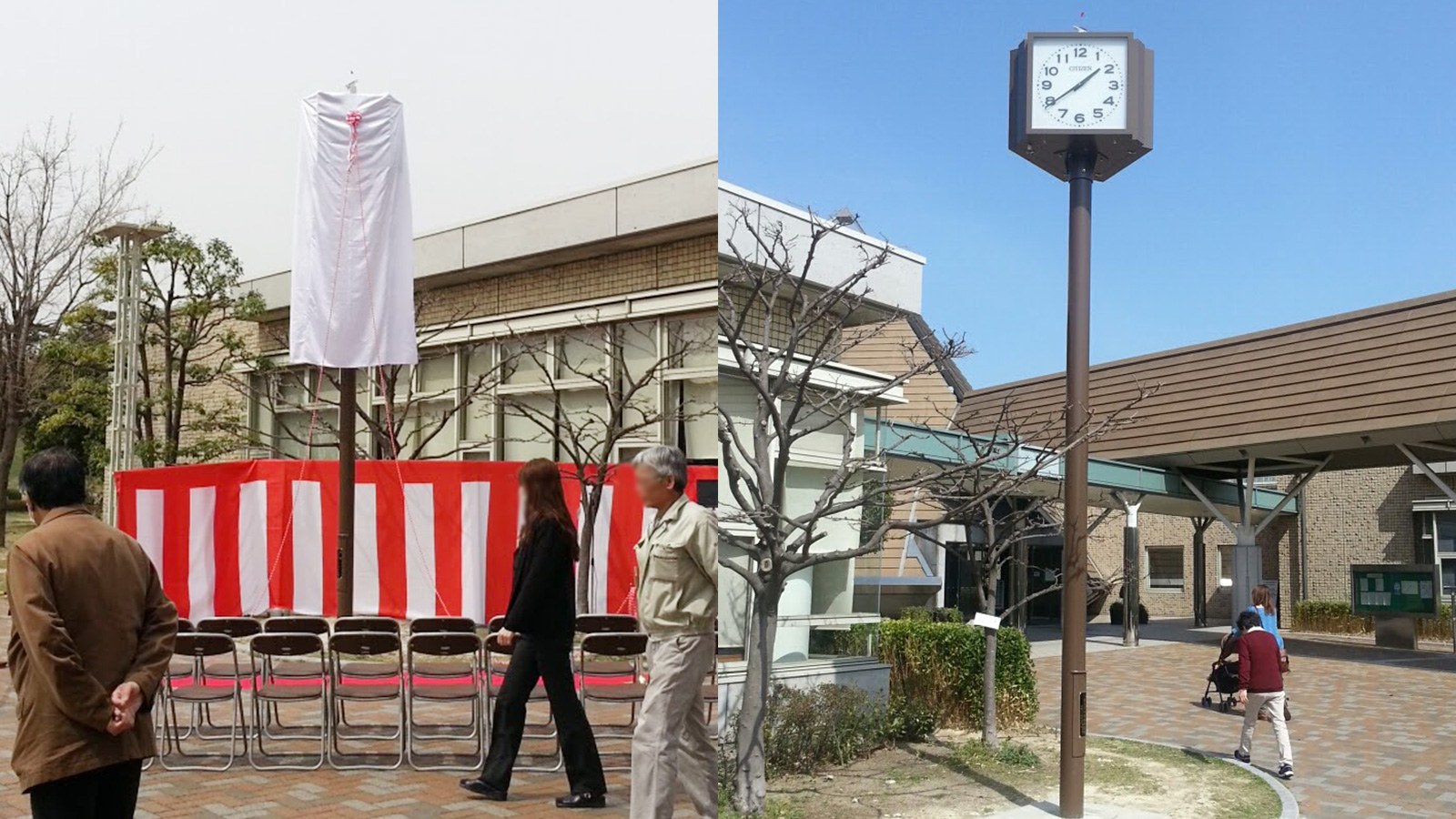 除幕対象となった広場の時計
