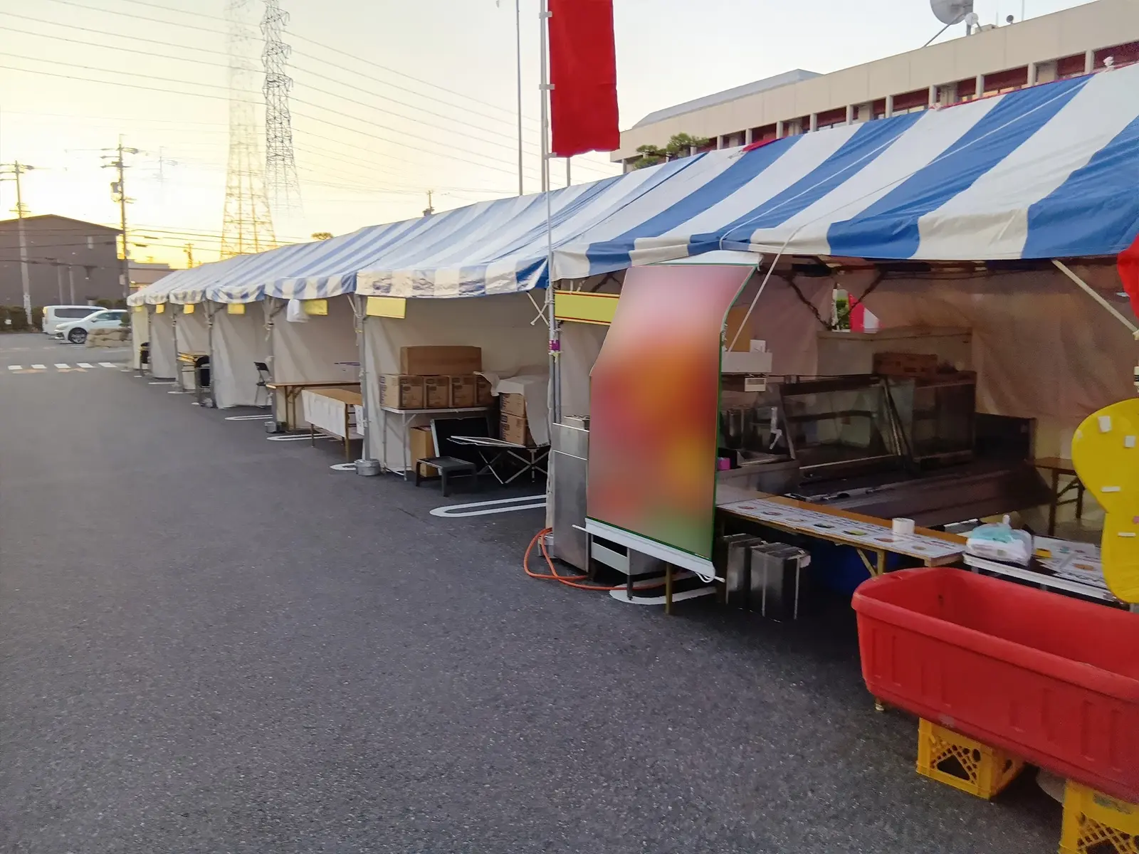 蟹江町のお祭りでバックパネルステージを設営12